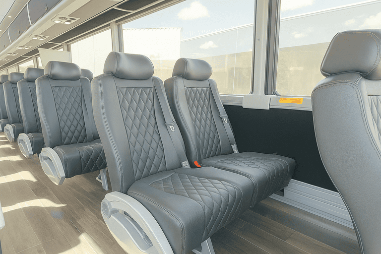 interior of Tacoma Shuttle Bus Rentals charter bus